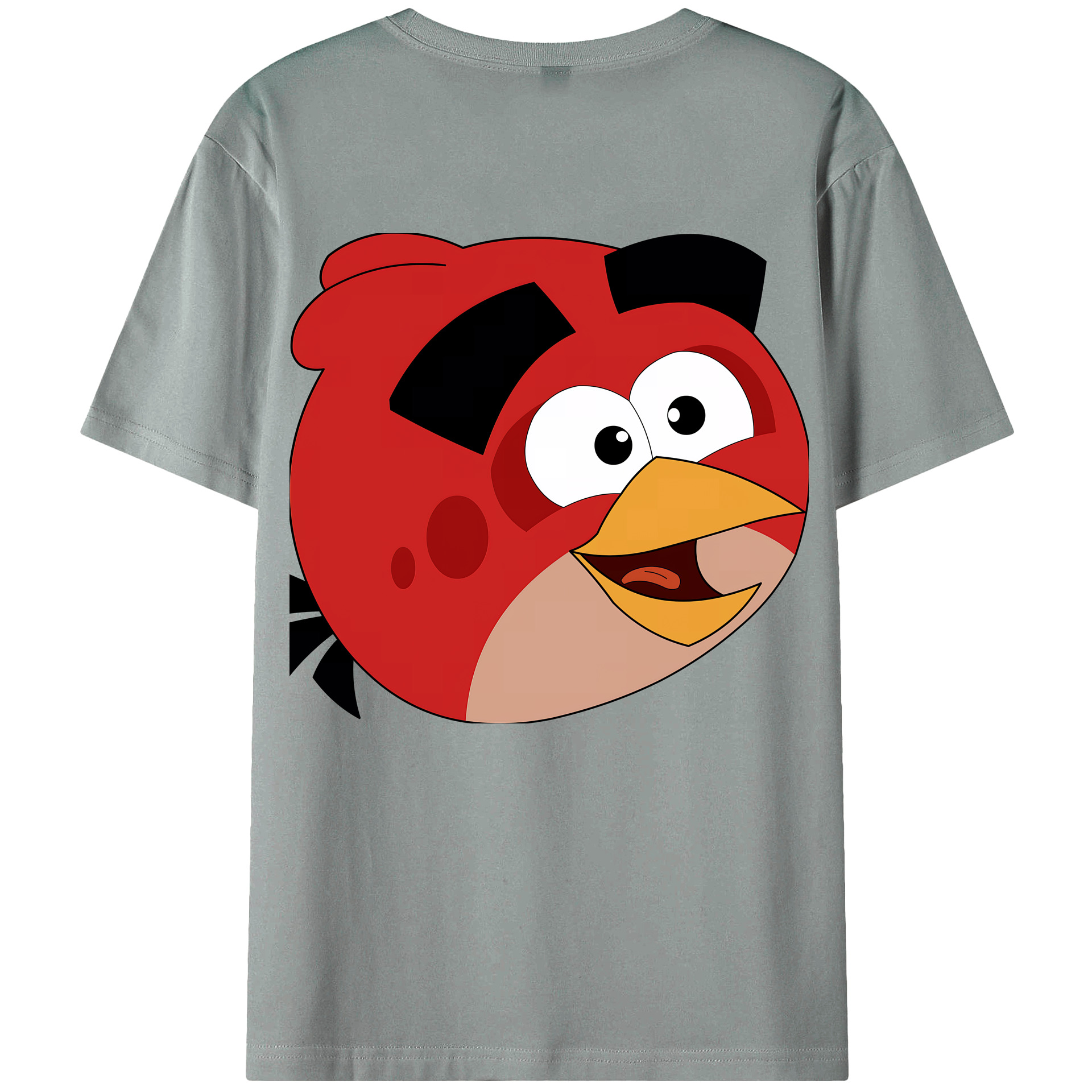 （画像用） Angry Birds アングリーバード 綿100％ メンズ半袖Tシャツ（バックプリント） 通気性
